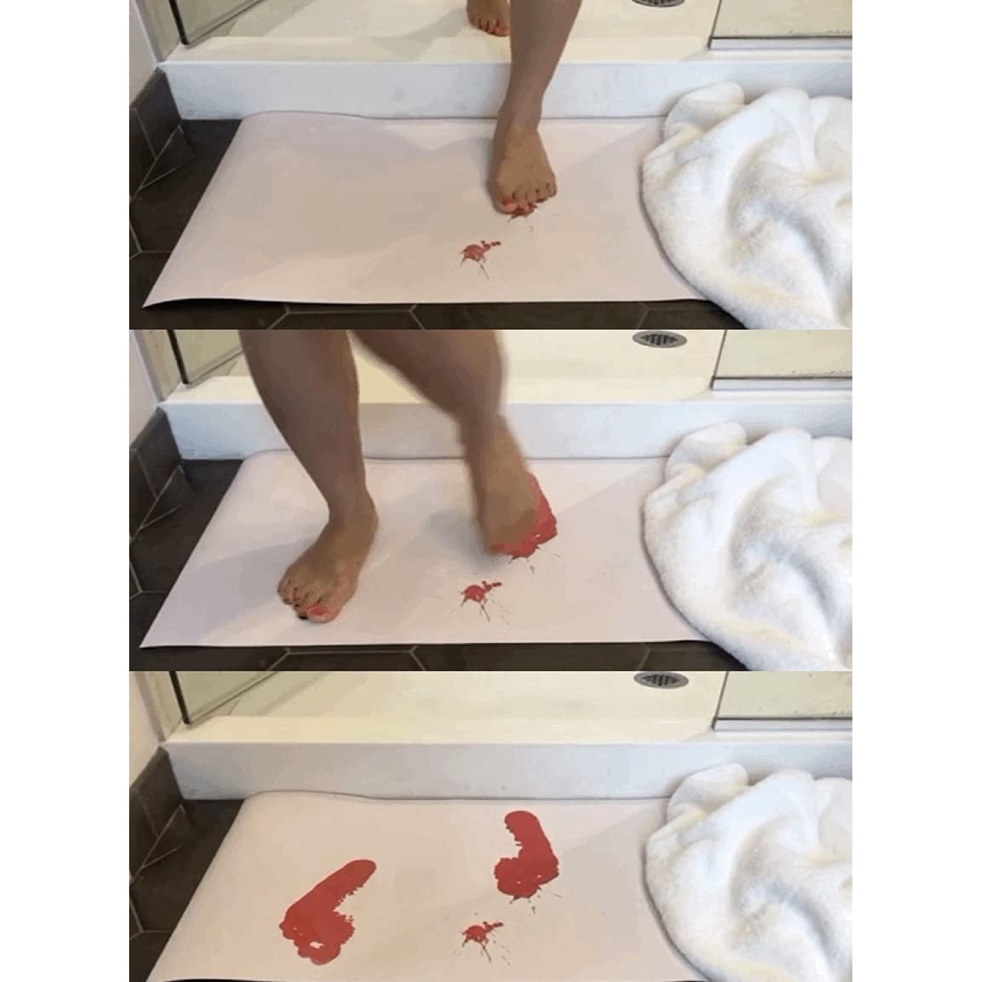 Tapis de bain Les changements des empreintes sanglantes d'Halloween ne se colorent pas lorsqu'ils sont mouillés Tapis,40x60cm - Maison