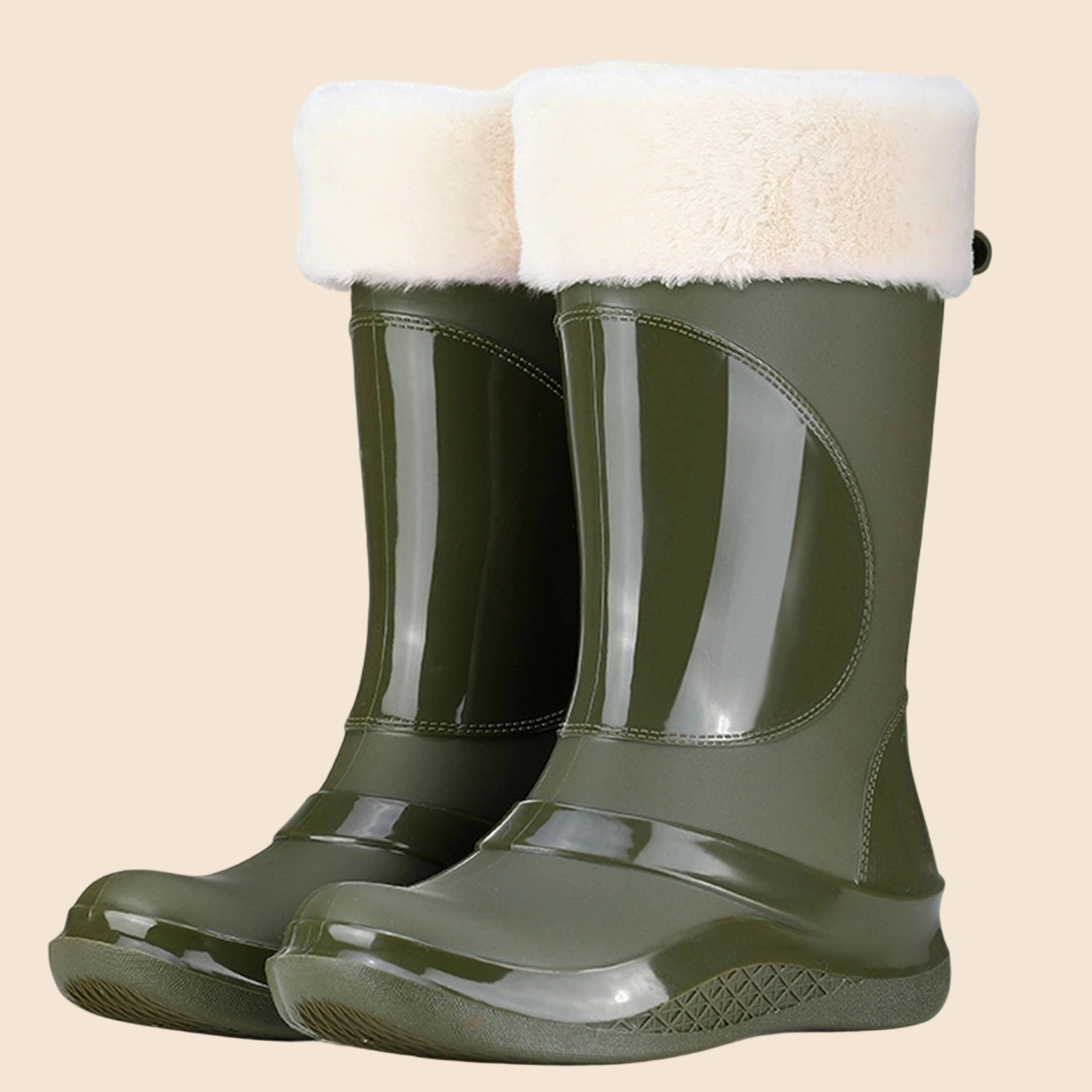 Wensltd Long Rain Boots for Women Waterproof Wide Calf Boots for Women Warm Fashion Outdoor Work Boots
