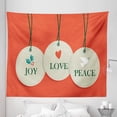 thumbnail image 1 of Christmas Tapestry, Joy Love and Peace Words Pendants Merry Christmas Holiday Celebration Theme, Fabric Wall Hanging Decor for Bedroom Living Room Dorm, 5 Sizes, Vermilion Cream, by Ambesonne, 1 of 1