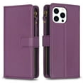 thumbnail image 4 of SaniMore for iPhone 14 Pro 6.1" 2022 Business Case, Full Body Protective PU Leather with Zipper Purse + Card Holder Flip Kickstand Lanyard [Shockproof TPU Shell] Vintage for Men Women, Darkpurple, 4 of 9
