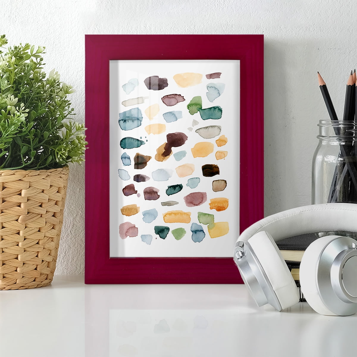 Shattered Segments II - Framed Print w/glass - Cherry Red