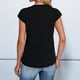 thumbnail image 4 of Camiseta de Corta con Cuello Redondo y Fruncido para Mujer, Color Negro, Talla S, 4 of 8
