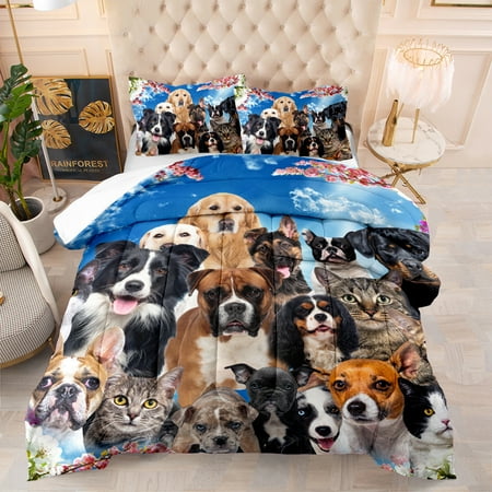 

3d Digital Printing Pet Stacked Cat Dog Feather Silk Quilt