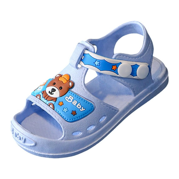 Gvdentm Toddler Sandals Kids Slides Slippers Adjustable Girls Boys Sandals Slides Summer Beach Pool Shower Water Shoes Girls Slide Sandals(Sky Blue,6.5)