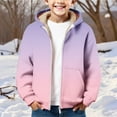 thumbnail image 2 of KAUOD Boys Winter Padded Hoodies Cute Gradient Color Fleece Lined Hooded Jackets with Pockets Kids Zip up Padded Warm Outwear, 2 of 8