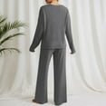 thumbnail image 4 of KANG Two Piece Women's Loungewear Pyjama Set Elegant Ribbed Homewear Autumn Outfit Loose Long Sleeve V Neck Tops Wide Leg Trousers Sets Sleepwear Leisure Leisure Suit, 4 of 6