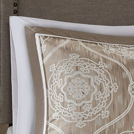 Madison Park Dora 8 Piece Jacquard Comforter Set Taupe Cal King