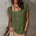 thumbnail image 6 of Women's Summer Tops Casual Solid Plain T-Shirts Ladies Lightweight Square Notch Neck Short Sleeve Shirt Loose Plus Size Lightweight Button Down Tunic Tees for Daily Everyday Wear, 6 of 9