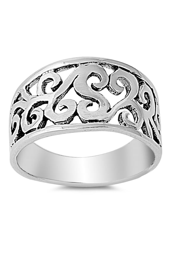 Wide Filigree Boho Cocktail Leaf Flower Ring 925 Sterling Silver Band Jewelry Female Male Size 11