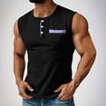 thumbnail image 3 of Jinhomg Mens Casual Henley Tank Top Sleeveless Button Down Workout Shirt with Chest Pocket Soft Summer Gym Muscle Tee for Men Black,XL, 3 of 7
