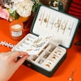 thumbnail image 4 of Wholesale Customizable Korean-Style Light Blue Leather Jewelry Organizer with Hook: Multi-Functional Storage Box for Earrings, Rings & Accessories, Durable with Button Design – Ideal for Weddings,, 4 of 6