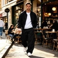 thumbnail image 6 of Leidass Men's Baggy Sweatpants Fleece Wide Leg Lounge Sweat Pants Drawstring Waist Jogging Pants with Pockets Black L, 6 of 7