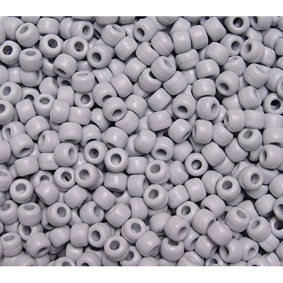 JOLLY STORE Crafts Flat Gray 9x6mm Pony Beads, Made in USA, 500pcs