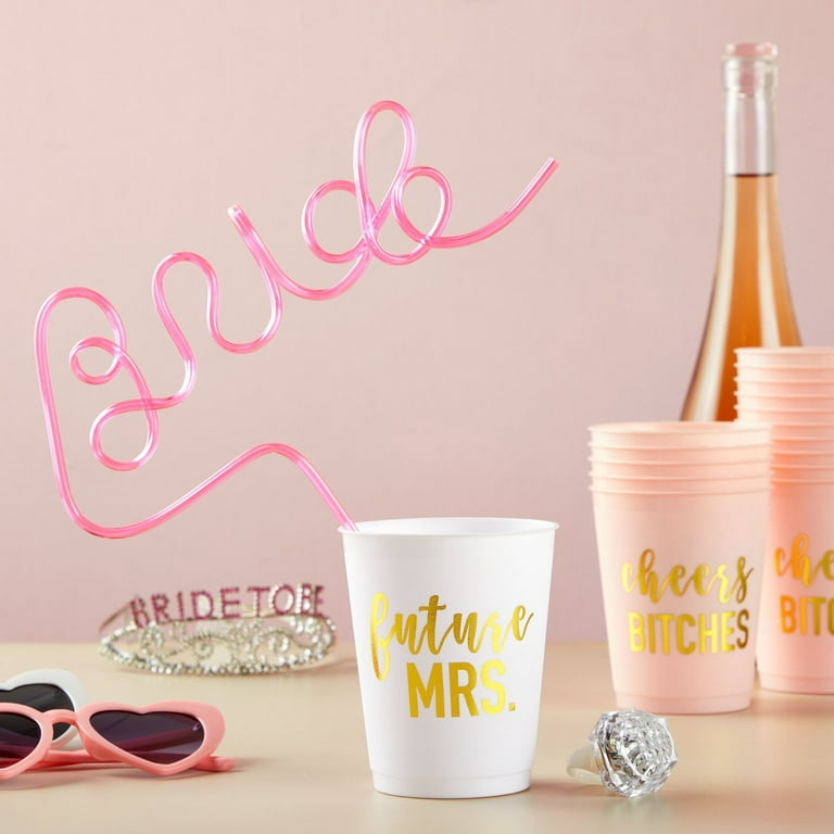 16-Pack Bachelorette Party Cups, Reusable Bride and Bridesmaid