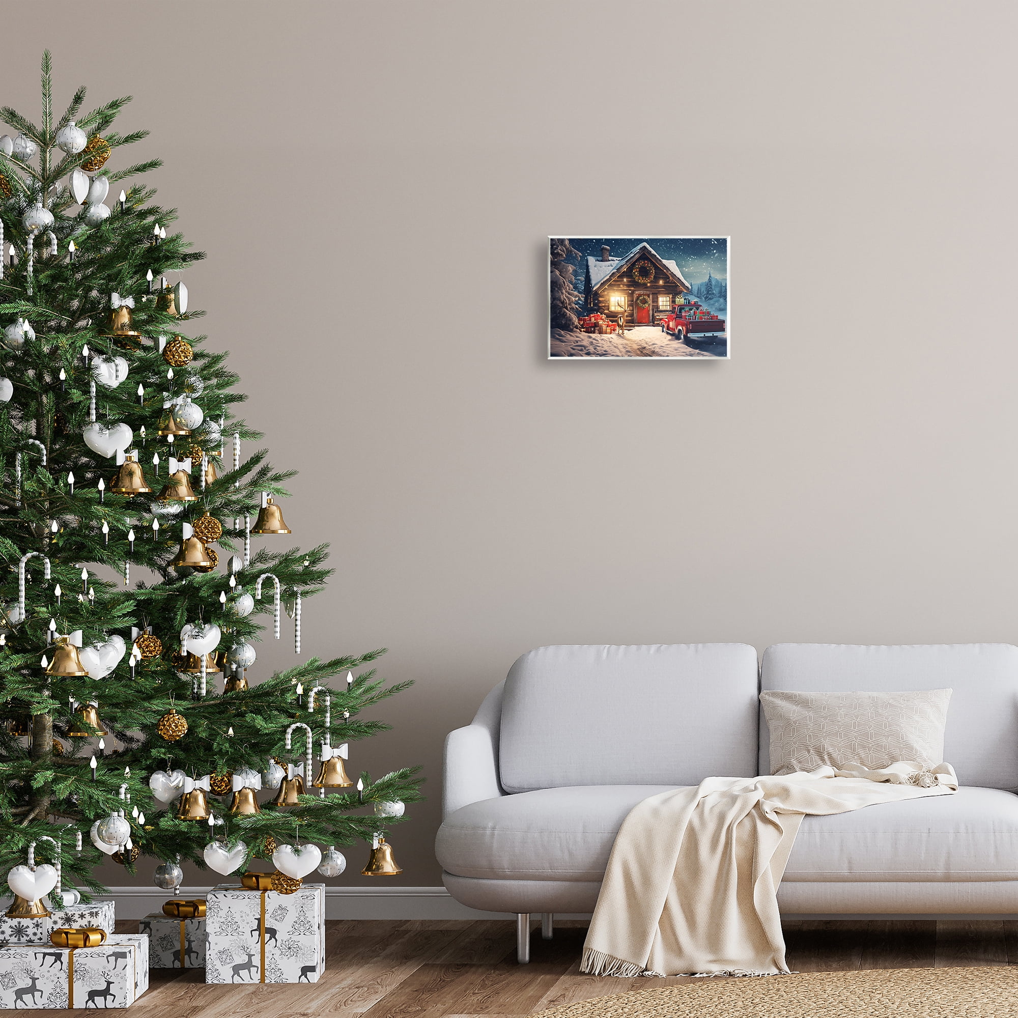 Stupell Industries Woodsy Holiday Cabin Holiday Painting Unframed Art Prints Wall Art, 15 x 10