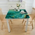 thumbnail image 3 of WYYP Marble Fitted Tablecloths Square, Green Gold Marble Elastic Edge Home Decor Tablecloth, Stain &amp; Dust Proof Washable Polyester Table Cover for Kitchen Living Room Use White, 3 of 7