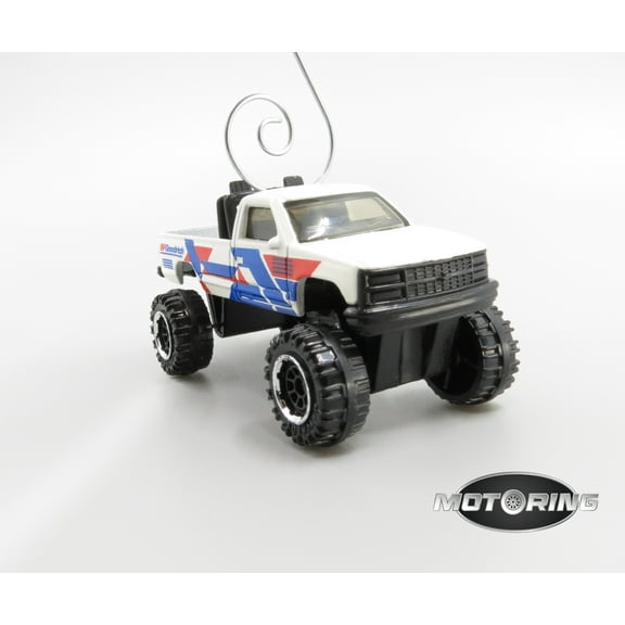 Chevy K-500 Pickup White Goodrich Truck Car Rare Christmas Tree Ornament Diecast