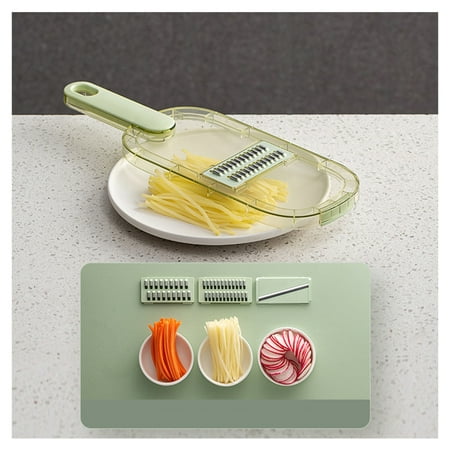 

Grater for Cheese Vegetable Multifunctional Slicer Shredder with Food Holder and Container Kitchen Tool for Food Clear Green A
