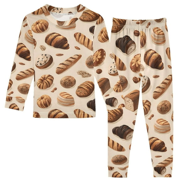joogoo Breads 2 Piece Long Sleeve Tee and Pants Cotton Pajama Set 5Y