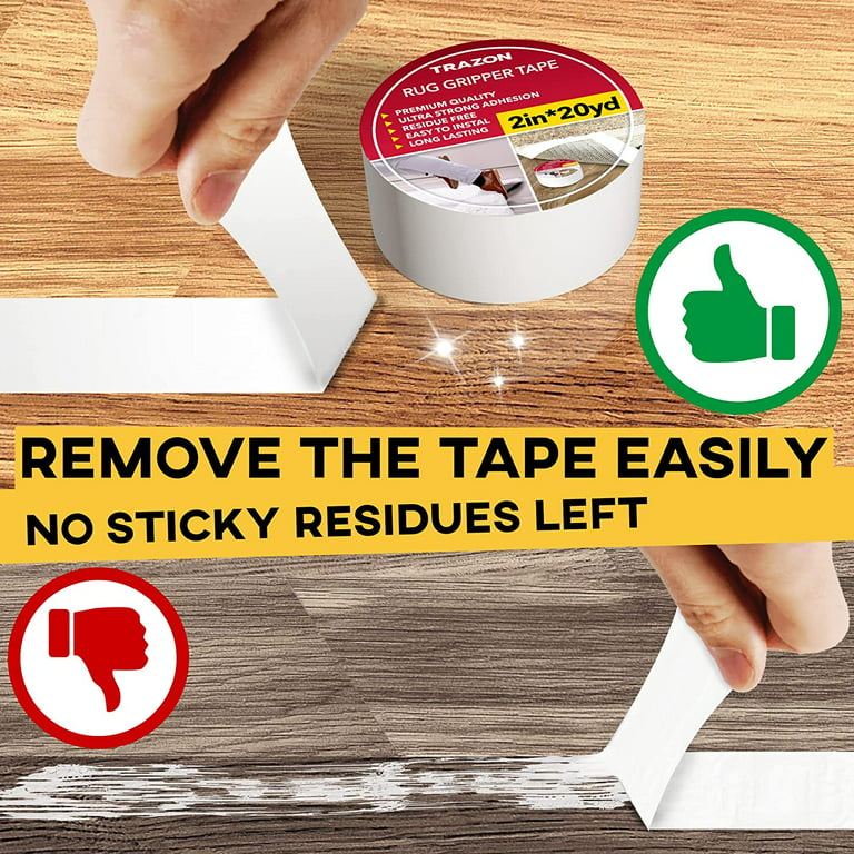 Rug Gripper Tape, Traction Strong Adhesion Rug Tape, Indoors Long-Lasting  Rug Slip Stopper for Any Hard Surface, Patented Technology Made in USA