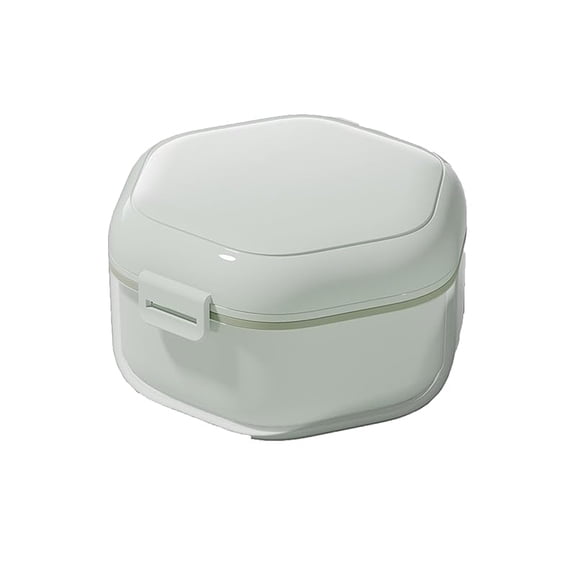 2-in-1 retainer Case Secure Retainer & Denture Storage Box Leakproof, Portable, Compact Aligners, Dentures, Mouth Guards Case (Green)