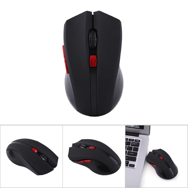Souris de Jeu Optique Mécanique pour Jeux Informatiques 6 Touches 2,4 GHz Portable, DPI Réglable Noir, Rouge