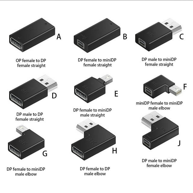 Computer Displayport 1.4 Extension Adapter Home Hotel 4K 120/144Hz 8K Converter Desktop PC Conversion Connection Accessory Type 3 Straight