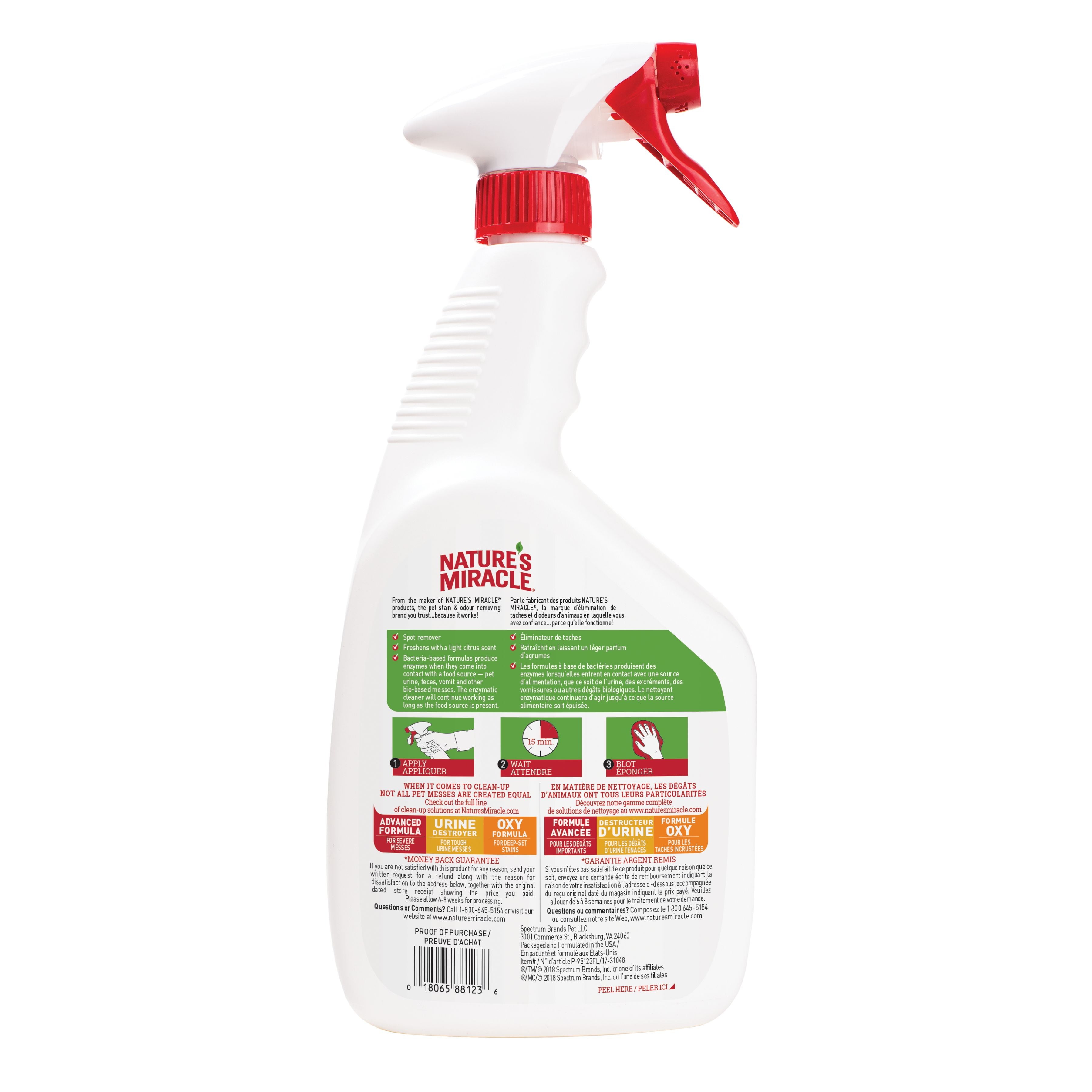 Nature's Miracle Éliminateur de taches et d'odeurs pour les chats, 946ml