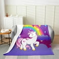 thumbnail image 2 of Girls Unicorn Throw Blanket 40x50 Inch,Kids Lovely Cartoon Magical Unicorn Fleece Blanket,Child Cute Rainbow Stars Flannel Blanker,Kawaii Galaxy Starry Sky Plush Blanket Living Room Decor, 2 of 5