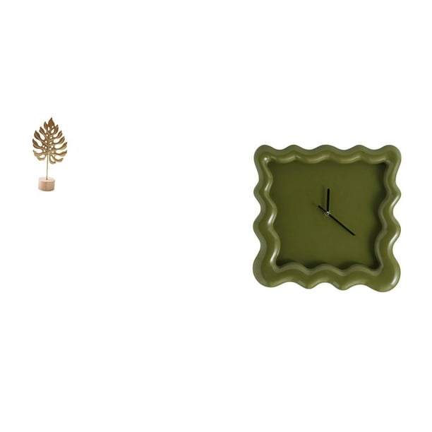 Escultura De Hoja De Metal, Estatua De Hoja, Reloj De Pared Cuadrado, Figura En Forma De Hoja, Artesanía, Adorno Creativo Nórdico, Escultura Abstracta, Adorno Silencioso Y Preciso, Reloj