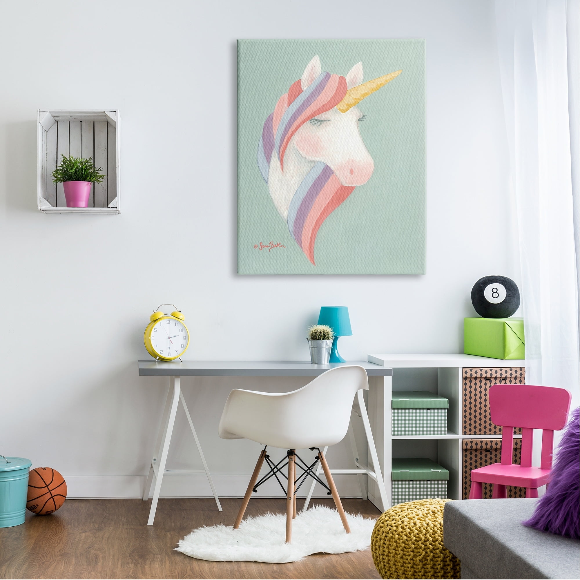 Stupell Industries Dazzling Unicorn Pastel Striped Mane Fantasy Horse Canvas Wall Art, 36 x 48, Design by Sara Baker