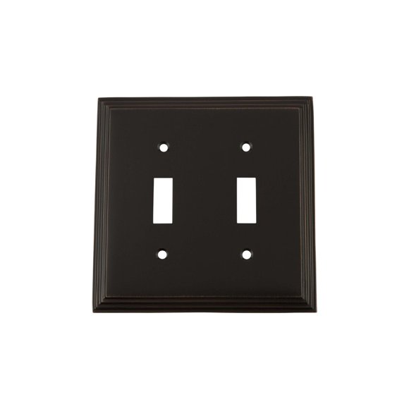 Nostalgic Warehouse 719663 Deco Switch Plate with Double Toggle, Timeless Bronze