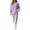 Purple, variant on Ashirexll Pajamas for Women Set Solid Color Round Neck Long Sleeve Top with Matching Long Pants Cozy Loungewear Set