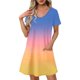 thumbnail image 1 of Vestido Corto de Verano Moda Gradiente Corto de Manga en V Cuello Vestido Casual, Poliéster Ligero de Verano, Lavado de Manos, 1 of 7