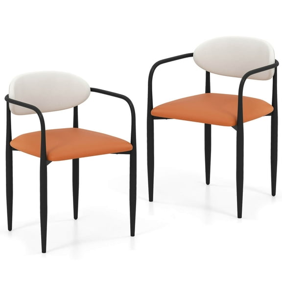 Costway Upholstered Dining Chairs Set of 2 with Cushioned Backrests & Seats Sturdy