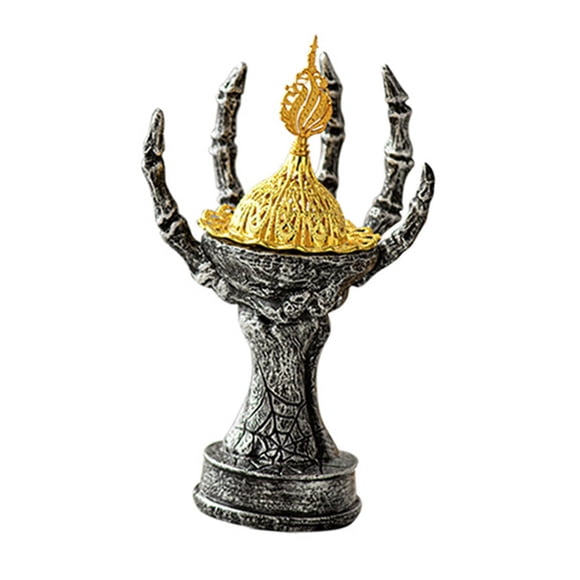 Quemador de incienso, adorno decorativo de Halloween, regalo de cumpleaños, artesanía Plata Negro