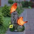 thumbnail image 3 of Exhart Solar Cardinals on Rock Garden Statue, 12 inch, Resin, Multicolor (Decor for Home Patio, Outdoor Garden, Yard or Lawn), Resin, 3 of 8