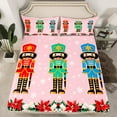 thumbnail image 2 of jejeloiu Happy New Year Red Flower Leaves Christmas Nutcracker Soldier Twin Sheet Set,Ultra Soft Teens Bedding,3-Piece, 2 of 7