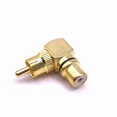 thumbnail image 2 of 1pair All copper New 2 Pcs Copper L-shaped RCA Right Angle Elbow 90 Degree Male Conversion Head 1 Male 1 Female Wall Signal Cable Treasure, 2 of 5