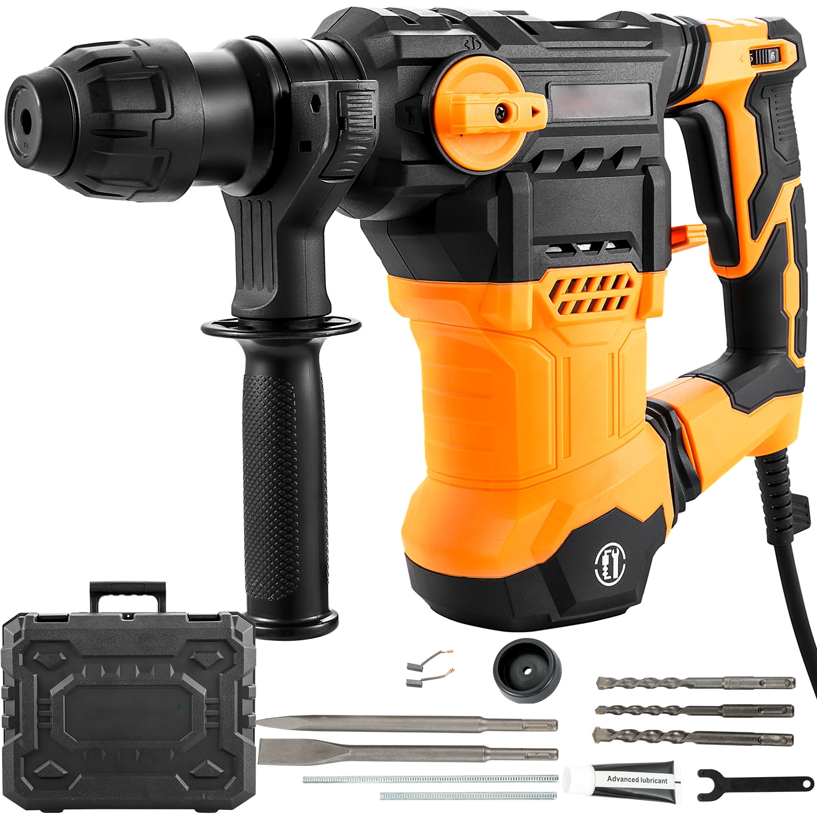 KFFKFF 1-1/4" SDS-Plus Rotary Hammer Drill, 13 Amp Corded Drills, Heavy Duty Chipping Hammers w/Vibration Control & Safety Clutch, Electric Demolition Hammers Variable Speed, Power Tool For Concr