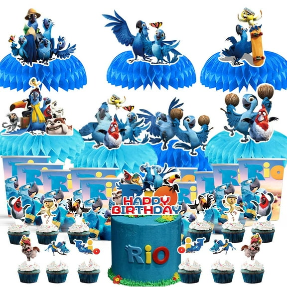 Rio Party Supplies Decor Cups Fans Decorations Honeycomb Centerpieces Cake Toppers