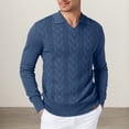 thumbnail image 2 of Adeawade Men Sweaters O Neck Jacquard Collar Pullover Knit Sweater Coatable Warm Textured Long Sleeve Fall Winter Season Outdoor Indoor Use Shirt Trend Clothes Grey M, 2 of 9