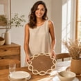 thumbnail image 6 of PONPRNGY 1Pc Rattan Paper Place Mats Farmhouse Wicker Printed Paper Place Mats for Dinner Plates Woven Pattern Round Table Mats for Dining Wedding, 6 of 6