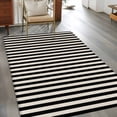 thumbnail image 3 of Black Striped Large Area Rugs for Bedroom Living Room, Soft Non Slip Carpet Bedside Rug, Modern Simple Farmhouse Beige Vintage Rectangular Floor Cover Kitchen Accent Rug 4'x6' for Dining Room/Office, 3 of 9