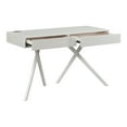 thumbnail image 6 of Foli 2-Drawer Solid Wood Writing Desk with USB Ports, Luminous White, 6 of 15