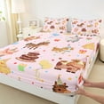 thumbnail image 3 of Feelyou Happy Birthday Kids Queen Sheet Sets, Kawaii Pig Cow Horse Flat Sheet, Cartoon Animal Party Queen Fitted Sheet, Lightweight Room Decor, 4-Piece, 3 of 7