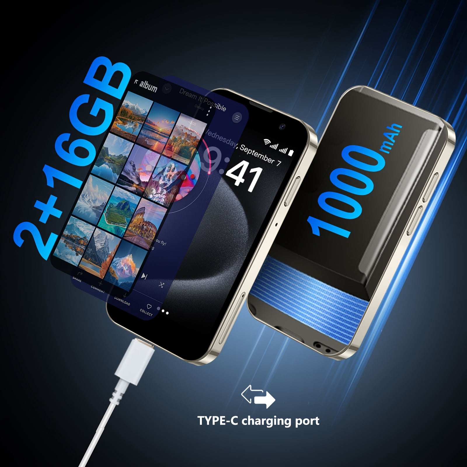 Unlocked 3.0" HD Mini Smartphone Android Dual SIM Quad-Core 2+16GB Black with Case Cable