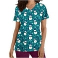 thumbnail image 2 of JINGWANGYHBD Womens Nurse Unifrom Christmas Scrub Shirts Snowman Print Tops Merry Xmas Working Uniforms Going Out Party Scrubs Top with Pockets, 2 of 5