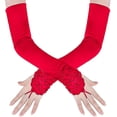 thumbnail image 1 of Long Opera Party 20s Satin Gloves Stretchy Adult Size Elbow Length, 1 of 5
