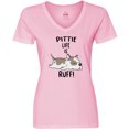 thumbnail image 3 of Inktastic Pittie Life is Ruff Spotted Pit Bull Women's V-Neck T-Shirt, 3 of 5